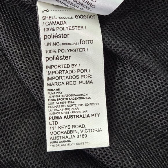 Puma Men Jacket L Black Zipper Long Sleeve Logo Polyester Polyester - Picture 9 of 10
